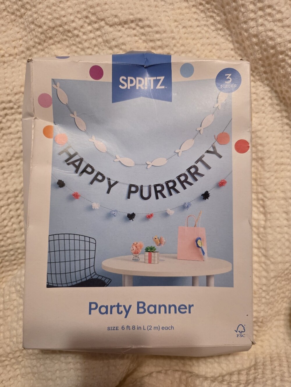 Spritz Happy Purrrty Cat Party Banner 3 Pc Birthday Decoration Set NIP Target